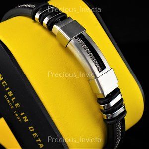 NEW Invicta Jewelry Men's SS SILVER/BLK Br…